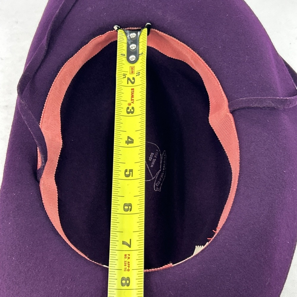 Vintage Geo W Bollman & Co Ladies Hat MR. K Originals 100% Wool Maroon Band Bow - Picture 9 of 12